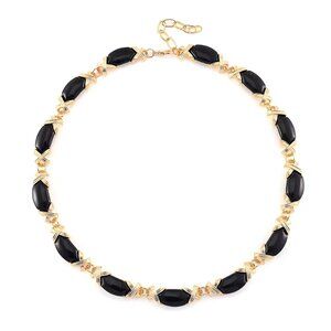 Black Obsidian 250.00 ctw Molto Kiss Necklace in Goldtone 18-20 Inches NEW